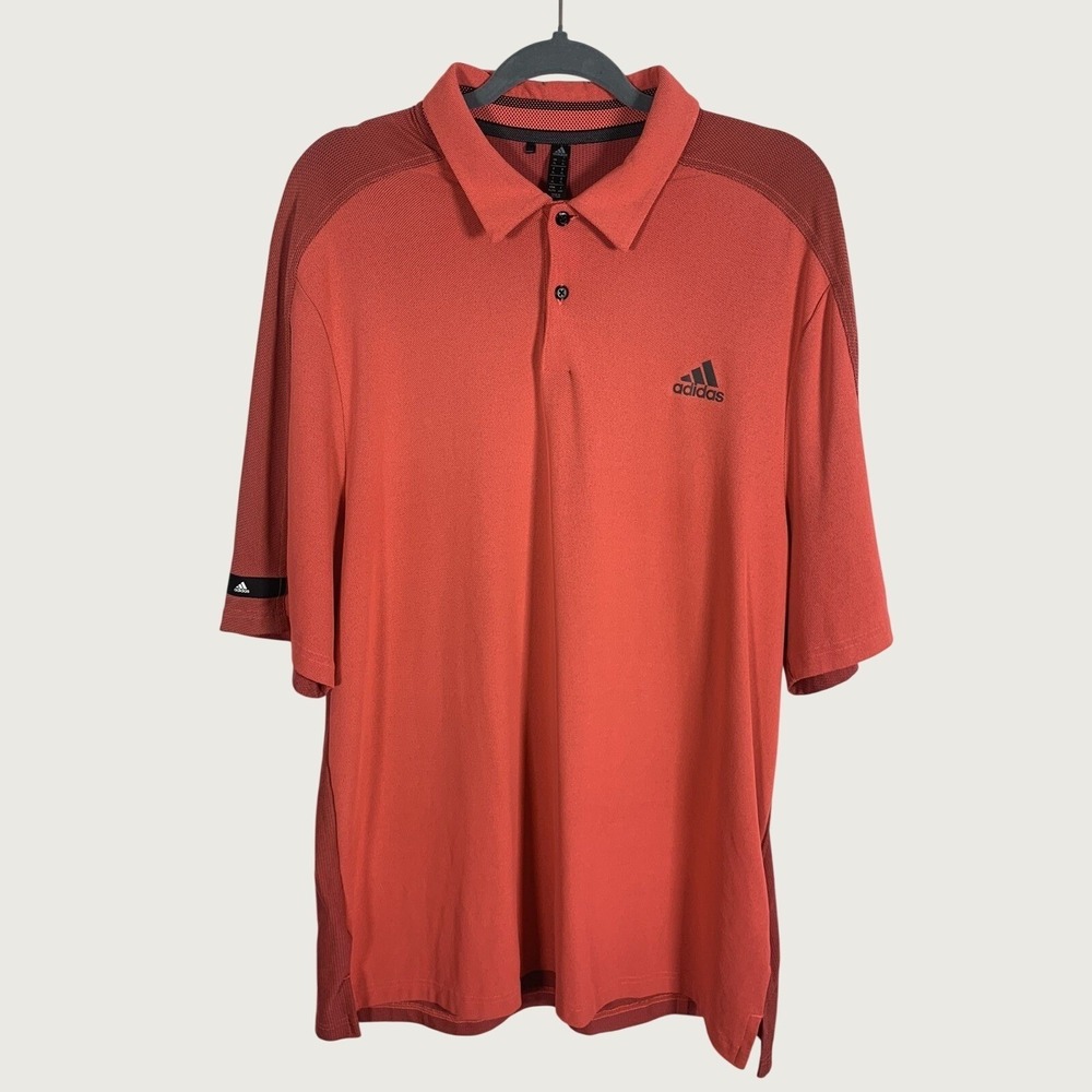 Adidas Polo Shirt Mens XL Red Excellent Aeroready Short Sleeve Mesh Sport